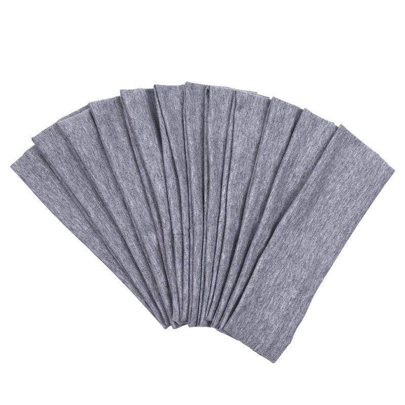 Headbands Hairband Cotton Soft and Stretchy Elastic Solid Color 12 Pcs Per Lot Grey Middle